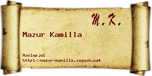 Mazur Kamilla névjegykártya